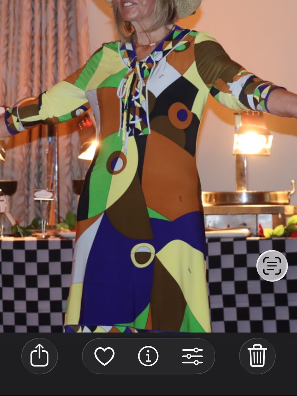 Emilio Pucci Geometric Long Sleeve Dress in Green, Blue & Brown